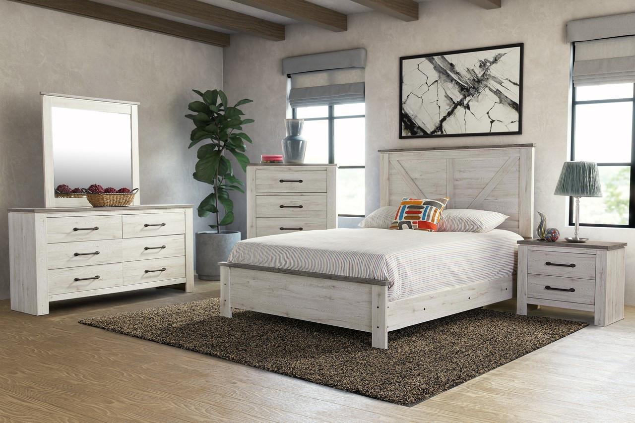 Rent to Own Ideaitalia Adorna Two-Tone 7- Piece Queen Bedroom Set at